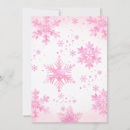 Winter Onederland Pink Snowflake First Birthday Bedankkaart (Achterkant)