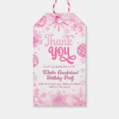 Winter Onederland Pink Snowflake First Birthday Cadeaulabel (Voorkant)
