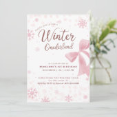 Winter Onederland Pink Snowflake First Birthday Kaart (Staand voorkant)