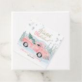 Winter Onederland Pink Truck First Birthday Bedankjes Labels (In situ)