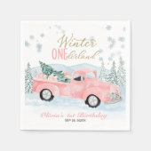 Winter Onederland Pink Truck First Birthday Servet (Voorkant)