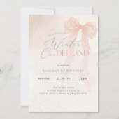 Winter Onederland Pink Watercolor Bow 1st Birthday Kaart (Voorkant)