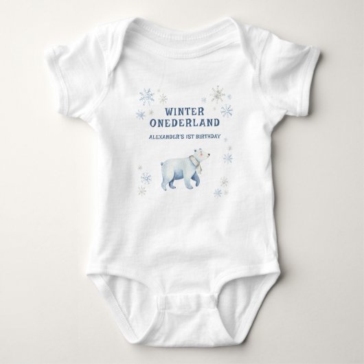 Winter Onederland Polar Bear 1st Birthday  Romper (Voorkant)