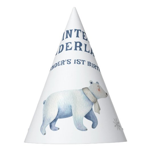 Winter Onederland Polar Beer 1e verjaardag Feesthoedjes (Voorkant)