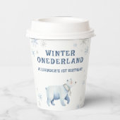Winter Onederland Polar Beer 1e verjaardag Papieren Bekers (Achterkant)