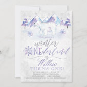 Winter ONEderland Polar Beer Birthday Uitnodiging (Voorkant)