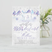 Winter ONEderland Polar Beer Birthday Uitnodiging (Staand voorkant)
