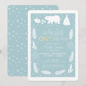 Winter ONEderland Polar Beer Birthday Uitnodiging (Voorkant / Achterkant)