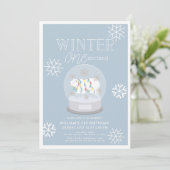 Winter Onederland Polar Beer Blauw 1e verjaardag Kaart (Staand voorkant)