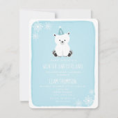 Winter Onederland Polar Beer Blauw Eerste Verjaard Kaart (Voorkant)