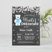 Winter Onederland Polar Beer Boy 1e verjaardag Kaart (Staand voorkant)