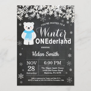 Winter Onederland Polar Beer Boy 1e verjaardag Kaart