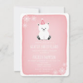 Winter Onederland Polar Beer Roze Eerste Verjaarda Kaart (Voorkant)