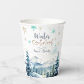 Winter onederland prachtige verjaardag papieren bekers (Achterkant)
