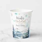 Winter onederland prachtige verjaardag papieren bekers (Voorkant)
