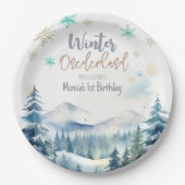 Winter onederland prachtige verjaardag papieren bordje (Voorkant)