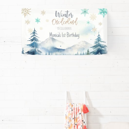 Winter onederland prachtige verjaardag spandoek (Insitu)