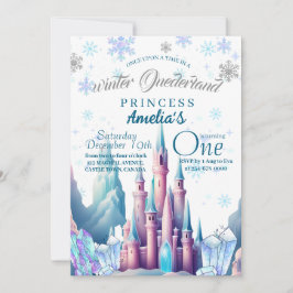 Winter Onederland Prinses 1e Verjaardagsfeestje Kaart