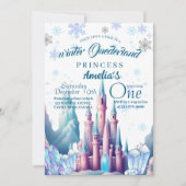 Winter Onederland Prinses 1e Verjaardagsfeestje Kaart (Voorkant)