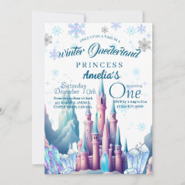 Winter Onederland Prinses 1e Verjaardagsfeestje Kaart