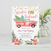 Winter Onederland Red Kerstmis Birthday Kaart (Staand voorkant)