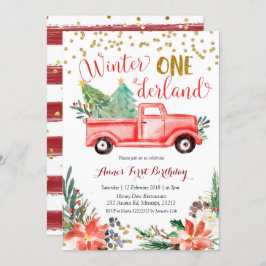 Winter Onederland Red Kerstmis Birthday Kaart