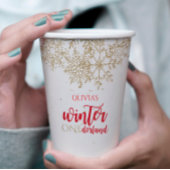 Winter ONEderland Red met gouden sneeuwvlok Verjaa Papieren Bekers