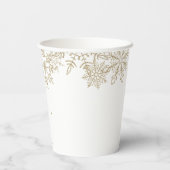 Winter ONEderland Red met gouden sneeuwvlok Verjaa Papieren Bekers (Achterkant)