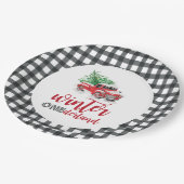 Winter Onederland Red Truck First Birthday Papieren Bordje (Gekanteld)