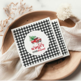 Winter Onederland Red Truck First Birthday Servet