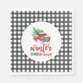 Winter Onederland Red Truck First Birthday Servet (Voorkant)