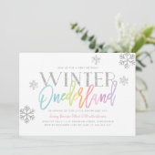 Winter ONEderland Regenboog Zilveren Glam 1e Verja Kaart (Staand voorkant)
