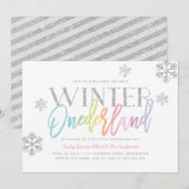 Winter ONEderland Regenboog Zilveren Glam 1e Verja Kaart (Voorkant / Achterkant)