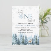 Winter Onederland Rendier Verjaardagsuitnodiging Kaart (Staand voorkant)