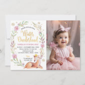 Winter Onederland Rendier Verjaardagsuitnodiging Kaart (Voorkant)