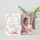 Winter Onederland Rendier Verjaardagsuitnodiging Kaart (Staand voorkant)