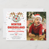 Winter Onederland Retro Kerstmis Verjaardag Foto Kaart (Voorkant)