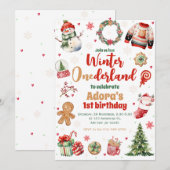 Winter ONEderland Rode Kerstdag Uitnodiging (Voorkant / Achterkant)