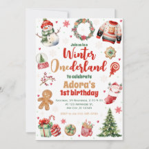 Winter ONEderland Rode Kerstdag Uitnodiging