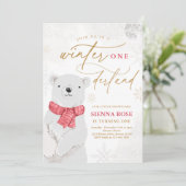 Winter Onederland Rood Polar Beer Birthday Kaart (Staand voorkant)