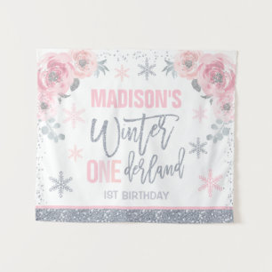 Winter ONEderland Roze 1e Verjaardag Decoraties B Wandkleed