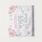 Winter ONEderland Roze 1e Verjaardagsdecoraties B Wandkleed (Voorkant)