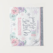 Winter ONEderland Roze 1e Verjaardagsdecoraties Wandkleed (Voorkant)