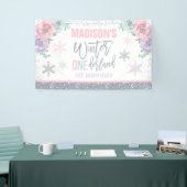 Winter ONEderland Roze 1ste verjaardag Decoraties Spandoek (Beurs)
