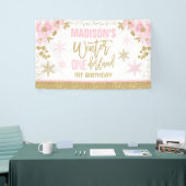 Winter ONEderland Roze 1ste verjaardag Decoraties Spandoek (Beurs)