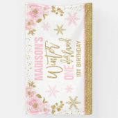 Winter ONEderland Roze 1ste verjaardag Decoraties Spandoek (Verticaal)