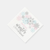 Winter Onederland Roze blauwe zilverglitter Servet (Hoek)