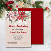 Winter onederland roze bloemrood poinsettia kaart