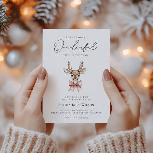 Winter Onederland Roze Bow Kerstmis Verjaardag Kaart