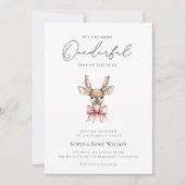 Winter Onederland Roze Bow Kerstmis Verjaardag Kaart (Voorkant)